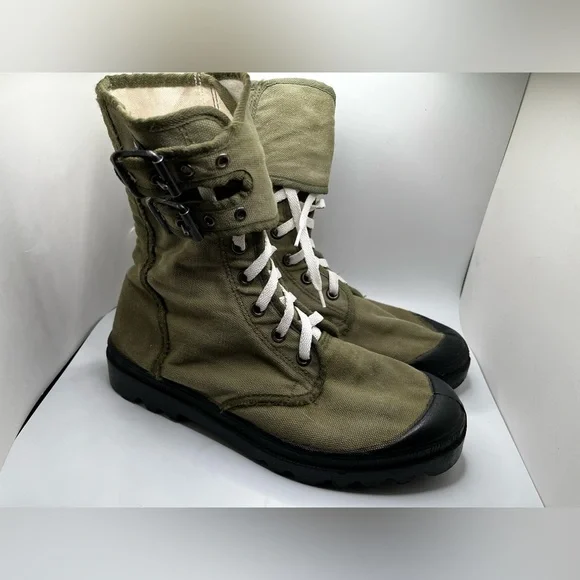 Vintage Wissart Military Canvas Gaiter Double Buckle Army Boot Size 43 - Picture 9 of 16